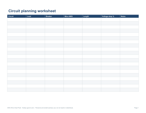Preview of the first page of Circuit planner (PDF/DOCX/XLSX)